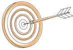 Illustration of an archery target with an arrow hitting the center, symbolizing precision and success.