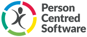 Logo of Person Centred Software featuring a colorful circular design and abstract human figure.
